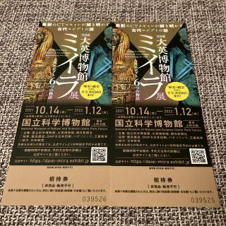 大英博物館　ミイラ展　招待券ペア（2枚）(美術館/博物館)