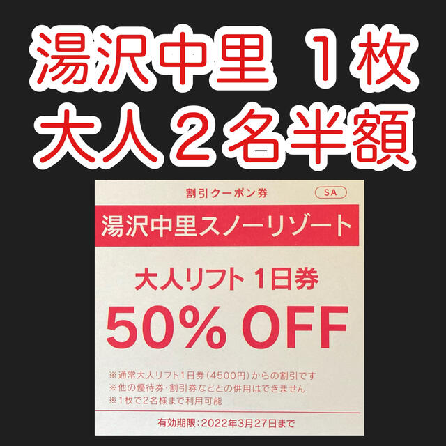 湯沢中里スキー場 リフト1日券 2枚 - スキー場