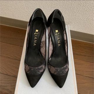 本日急きょ売り切り価格！DIANA チュールレースパンプスBLK   22.0(ハイヒール/パンプス)