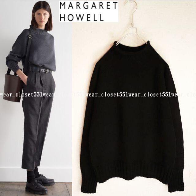 MARGARET HOWELL(マーガレットハウエル)の2019 美品マーガレットハウエル☆ウール ロールハイネックニット 2 ブラック レディースのトップス(ニット/セーター)の商品写真