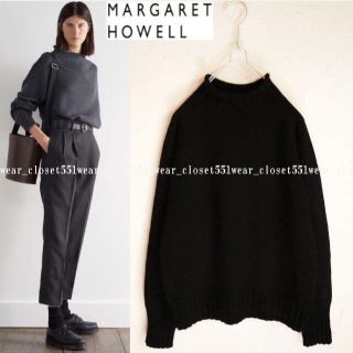 マーガレットハウエル(MARGARET HOWELL)の2019 美品マーガレットハウエル☆ウール ロールハイネックニット 2 ブラック(ニット/セーター)