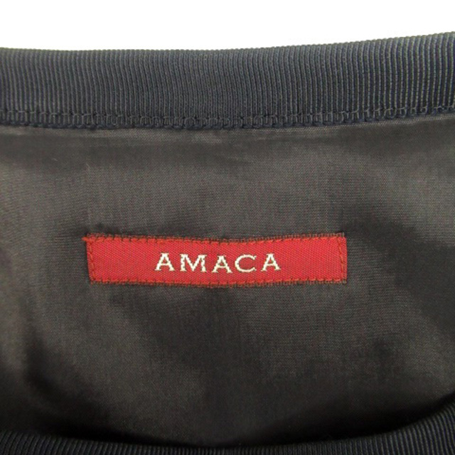 AMACA(アマカ)のアマカ フレアスカート ミモレ丈 ドット柄 ストライプ柄 マルチカラー 紺 レディースのスカート(ひざ丈スカート)の商品写真