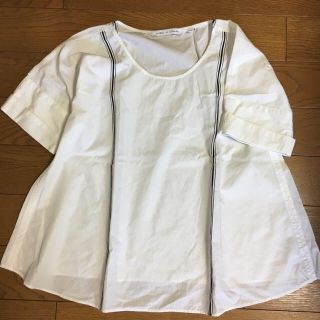 ユニクロ(UNIQLO)の美品ユニクロルメールUNIQLO×LEMAIREライン半袖フレアシャツブラウス(シャツ/ブラウス(半袖/袖なし))