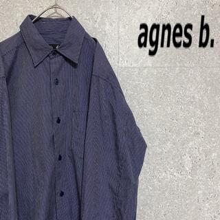 アニエスベー(agnes b.)の90s アニエスベー　ストライプ　ネイビー　シャツ　古着　メンズ　1(シャツ)