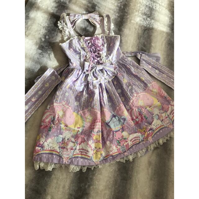 Angelic Pretty(アンジェリックプリティー)のCottonCandyShopジャンパースカート☆コットンキャンディー レディースのワンピース(ひざ丈ワンピース)の商品写真