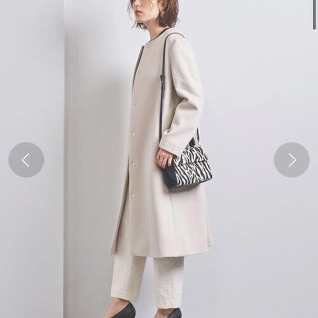 UNITED ARROWS - UNITED ARROWS ノーカラー ベルライン コート　カシミア混