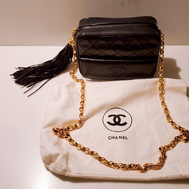 ゴールド材質CHANEL　シャネル　フリンジ　ショルダーバッグ