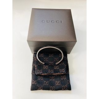 グッチ(Gucci)のGUCCI ブレスレット メンズ シルバー 925 レザー バングル (ブレスレット)