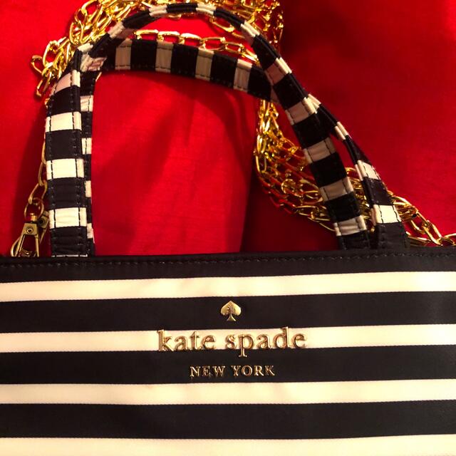 【最終価格】kate spade ショルダー バッグ チェーン ボーダー 黒白