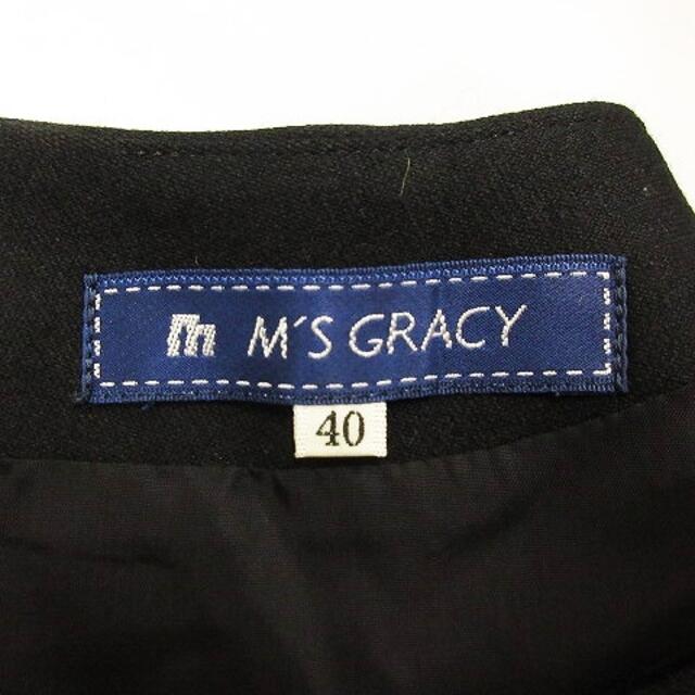 M'S GRACY(エムズグレイシー)のエムズグレイシー ワンピース 長袖 ベロア スパンコール リボン 黒 40 レディースのワンピース(ひざ丈ワンピース)の商品写真