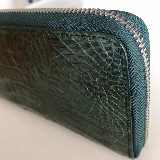 ワニ革ラウンドファスナー長財布　クロコダイル　グリーン　濃緑 メンズのファッション小物(長財布)の商品写真