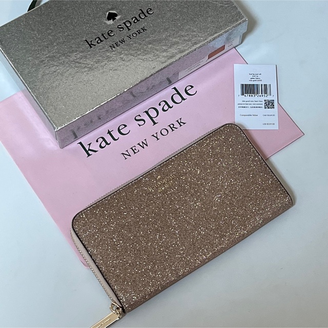 kate spade new york(ケイトスペードニューヨーク)の新品未使用katespade 長財布 グリッターファブリック ローズゴールド レディースのファッション小物(財布)の商品写真