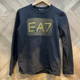 【EA7】ブラック系長袖Uネックシャツ　コットン(Tシャツ(長袖/七分))