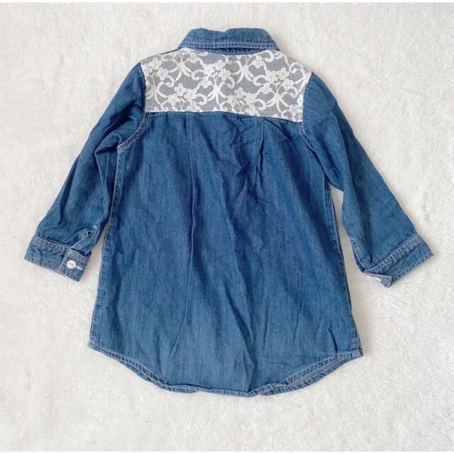 BOBSON(ボブソン)のBobson レース×デニムワンピース キッズ/ベビー/マタニティのキッズ服女の子用(90cm~)(ワンピース)の商品写真