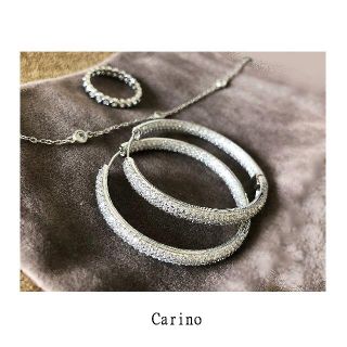内側からも輝く 大人の贅沢 パヴェ フープ ピアス ゴールド WG(ピアス)