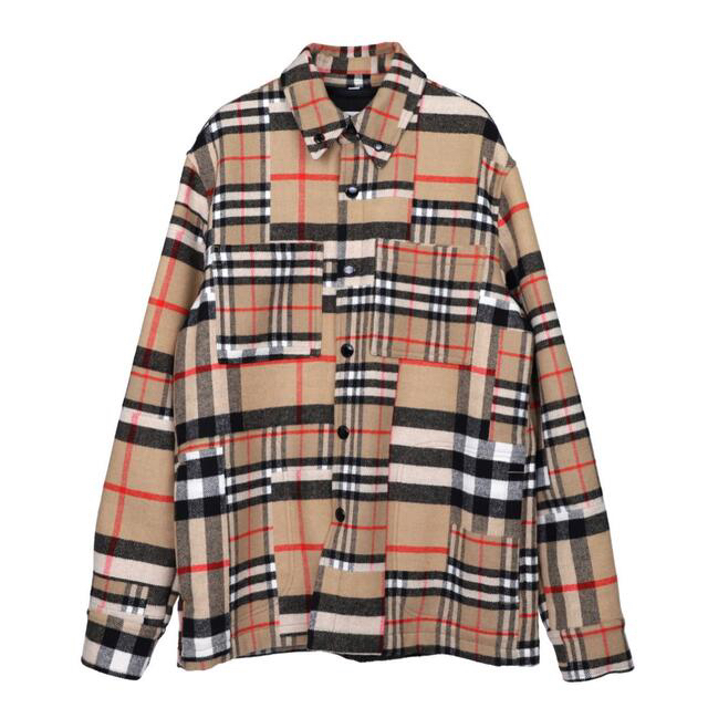 BURBERRY - BURBERRY パッチワークチェック ウールオーバーシャツの