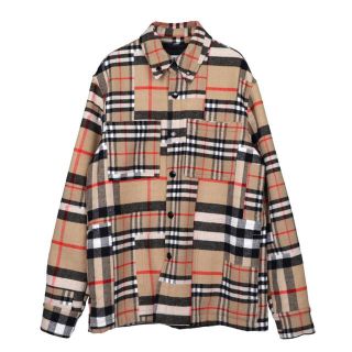 BURBERRY パッチワークチェック ウールオーバーシャツ