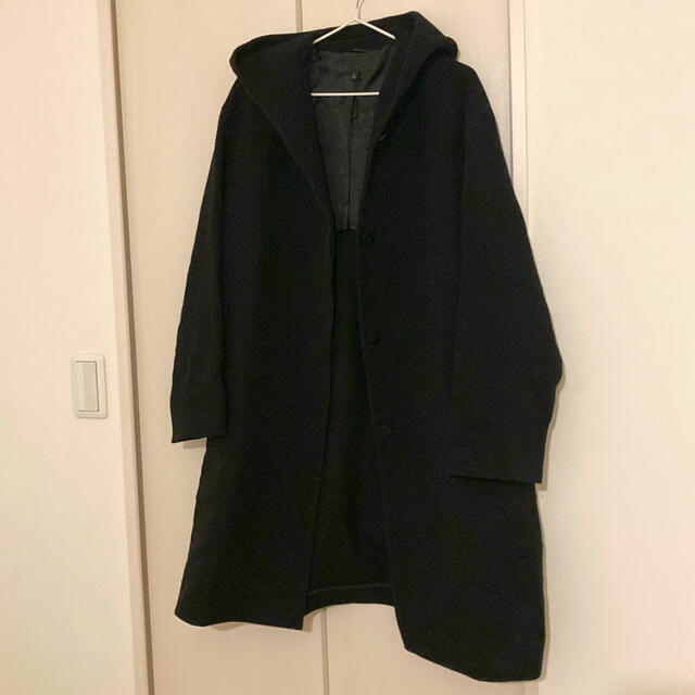 UNIQLO(ユニクロ)のフード付き　混毛コート　黒 XL レディースのジャケット/アウター(ロングコート)の商品写真