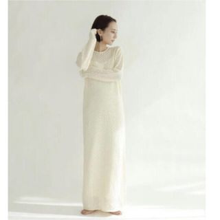 トゥデイフル(TODAYFUL)のlouren vintage knit dress アイボリー(ロングワンピース/マキシワンピース)