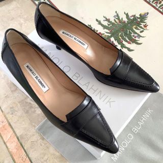 マノロブラニク(MANOLO BLAHNIK)の新品同様!憧れのマノロブラニク 極上カーフ 超絶技巧スキンステッチ 24.5㎝(ハイヒール/パンプス)