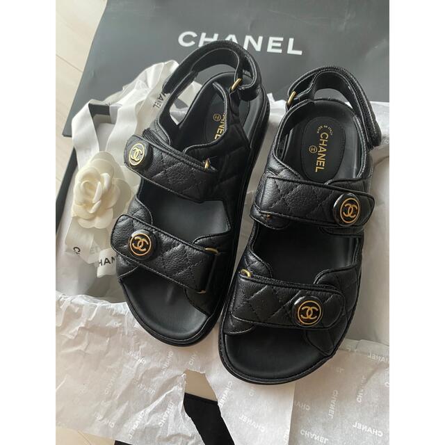 特価正規店】 CHANEL - シャネル スポーツサンダル ブラック サイズ37