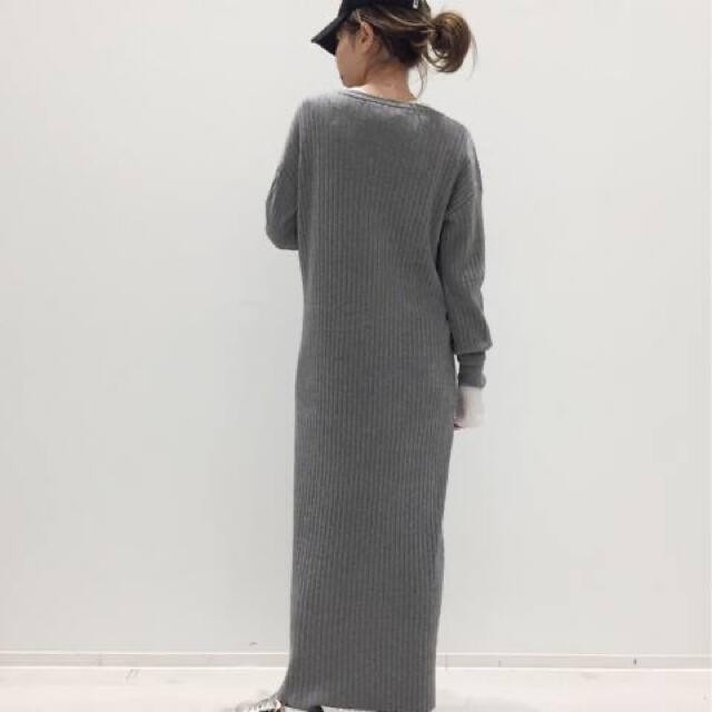 L'Appartement DEUXIEME CLASSE(アパルトモンドゥーズィエムクラス)のアパルトモン　Rib Knit ワンピース　グレーL'Appartement レディースのワンピース(ロングワンピース/マキシワンピース)の商品写真