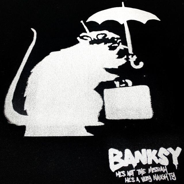 【BANKSY】新品 プリント ブラック フーディー ストリート スケーター 6