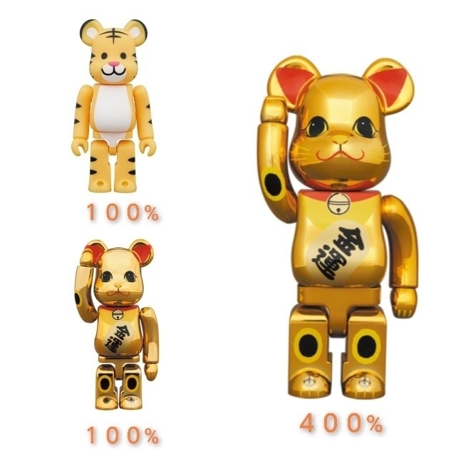 MEDICOMTOYベアブリック BE@RBRICK 招き猫 金メッキ 参 干支 寅 とら トラ