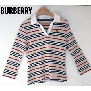 バーバリー(BURBERRY)の✨お年玉SALE❗️バーバリー トップス カットソー ボーダー シャツ ベージュ(Tシャツ/カットソー)