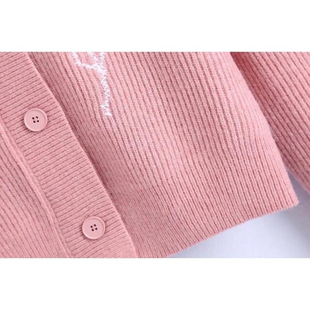 ZARA(ザラ)の🎄12月新作🎅7127◆pink ピンク 刺繍 ニットカーディガン レディースのトップス(カーディガン)の商品写真