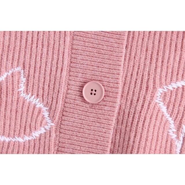 ZARA(ザラ)の🎄12月新作🎅7127◆pink ピンク 刺繍 ニットカーディガン レディースのトップス(カーディガン)の商品写真
