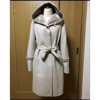 マックスマーラ(Max Mara)のMaxMara☆バージンウールのリバーシブルコート/付け袖、ビジューカフス(ロングコート)