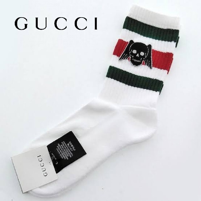 Gucci - 【新品タグ付】 GUCCI ウィングスカル コットン リブ ソックス