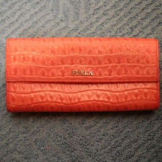 フルラ(Furla)の23 S 超美品　FURLA　フルラ　型押し　長財布　オレンジ(財布)