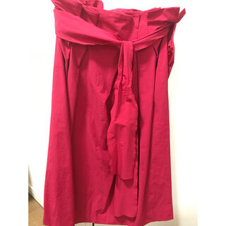 アンタイトル(UNTITLED)の美品　untitled ウエストギャザーリボンスカート　ピンク　アンタイトル(ひざ丈スカート)