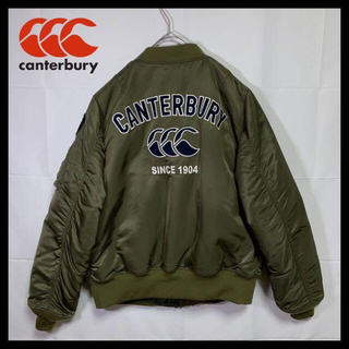 カンタベリー(CANTERBURY)のカンタベリー フライトジャケット ma-1 カーキ L バック刺繍デザイン 中綿(ブルゾン)