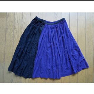 アロー(ARROW)の黒✕紫　バイカラーのスカート(ひざ丈スカート)