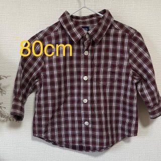 ギャップ(GAP)のGAP チェックシャツ　80cm エンジ色　ギャップ　綿100%  おしゃれ(シャツ/カットソー)