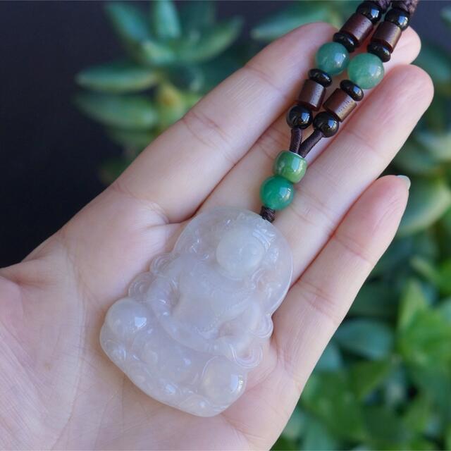 本翡翠 ミャンマー氷種⭐️観音菩薩様 ネックレス 新品