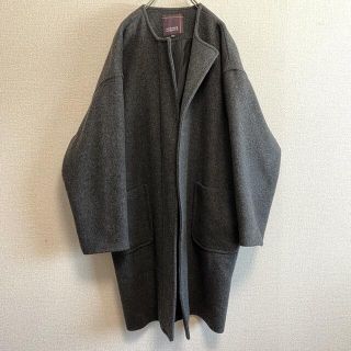 [美品] 定価５万 ミチコロンドン カシミア ウール ステンカラーコート 黒 L