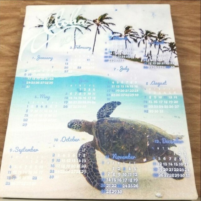 年間一枚カレンダー22 ホヌ亀カメ ハワイアン雑貨おしゃれ壁掛けかわいいの通販 By れんと Shop ラクマ