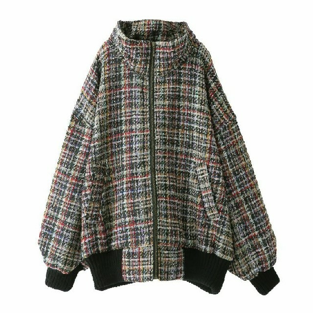 ZARA(ザラ)のソマリ ファンシー ツイード ブルゾン 黒 レディースのジャケット/アウター(ブルゾン)の商品写真