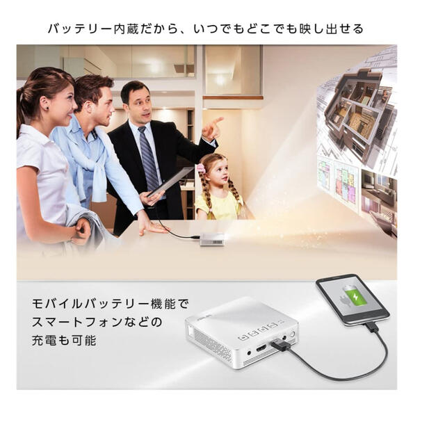 ASUS S1 小型ミニ プロジェクター軽量 HDMI MHL対応 スマホ/家電/カメラのテレビ/映像機器(プロジェクター)の商品写真