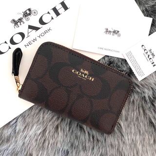 コーチ(COACH)の新品☆COACH (コーチ)ブラウン シグネチャー  レザー コインケース(コインケース/小銭入れ)