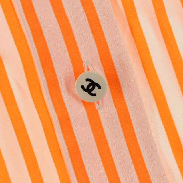 CHANEL - シャネル CHANEL ココボタン ストライプ ブラウス 長袖 CHANEL - シャネル CHANEL ココボタン ストライプ ブラウス 長袖