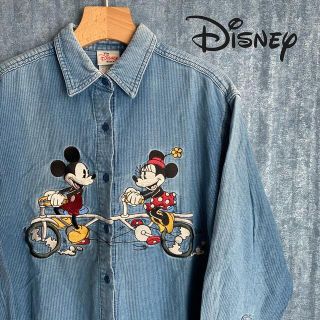 ディズニー(Disney)の激レアDISNEY ヴィンテージ　デニムシャツ　刺繍ロゴ　ミッキー　ミニー(シャツ)