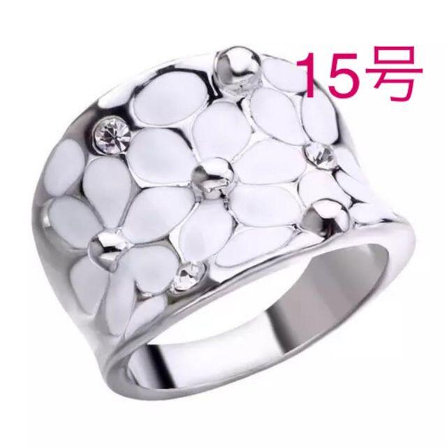 （1171）15号 安価タイプシルバーワイドフラワーリング　人気デザイン指輪 レディースのアクセサリー(リング(指輪))の商品写真