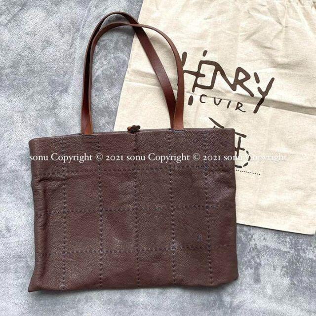 mina perhonen(ミナペルホネン)のHENRY CUIR アンリークイール ステッチ刺繍レザー トート バッグ レディースのバッグ(トートバッグ)の商品写真