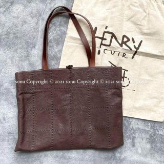 ミナペルホネン(mina perhonen)のHENRY CUIR アンリークイール ステッチ刺繍レザー トート バッグ(トートバッグ)