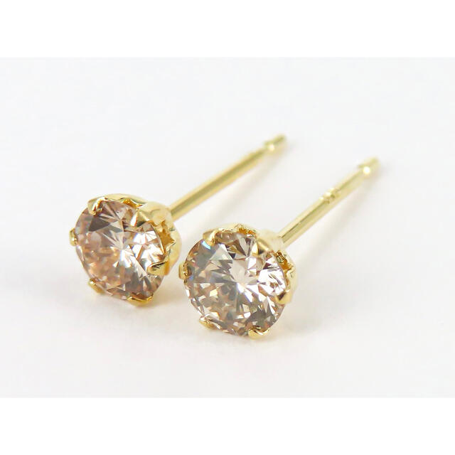 K18YG 18金 一粒ダイヤモンド計0.4ctピアス② - ピアス